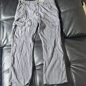 Wrangler Men's Cargo Pants Gray Outdoor Hiking Relaxed Fit Stretch 34x30